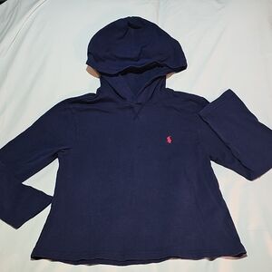 Polo by Ralph Lauren Navy Hoodie with Pink Logo. 100 % Cotton